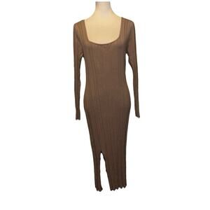 And Now This Womens size XL Brown Ribbed Long Sleeve Sweater Dress